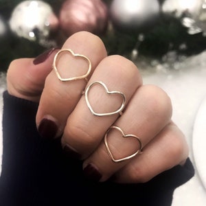 Open Heart Ring, 14K Gold Heart Ring, Rose Gold Heart Ring, Heart Shape Ring Simple Gold Heart Ring, Best Friend Ring image 9