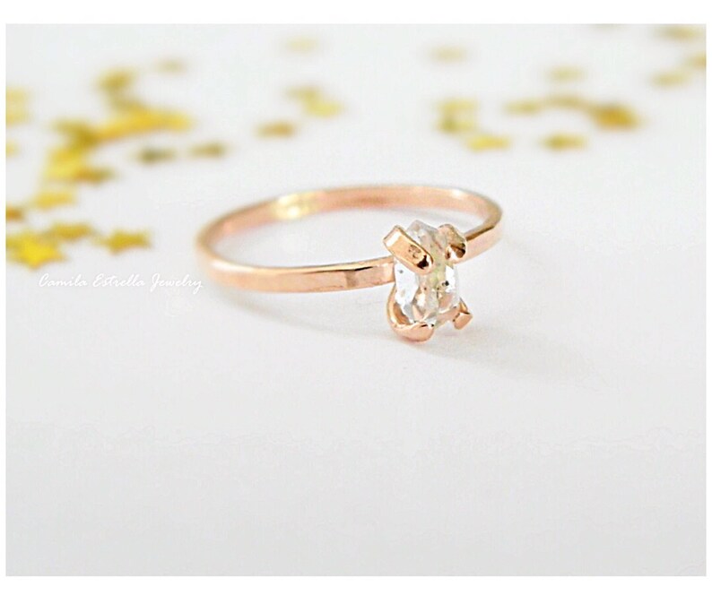 Diamond Engagement Ring April Birthstone Herkimer Diamond Ring