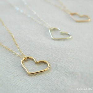 Gold Heart Necklace, Heart Pendant Necklace, 14K Gold Heart Necklace, Floating Heart Necklace Pendant, Heart Charm, Minimalist Necklace image 7
