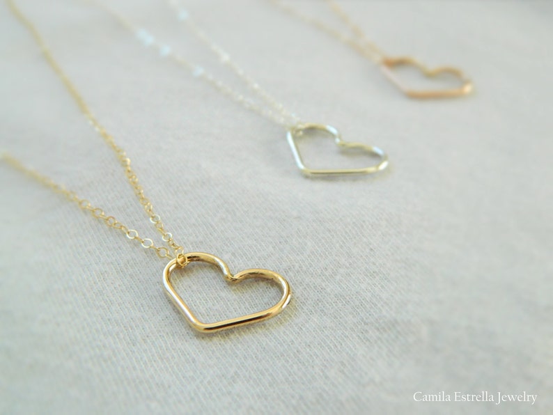 Gold Heart Necklace, Heart Pendant Necklace, 14K Gold Heart Necklace, Floating Heart Necklace Pendant, Heart Charm, Minimalist Necklace image 7