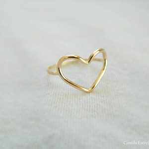 Open Heart Ring, 14K Gold Heart Ring, Rose Gold Heart Ring, Heart Shape ...