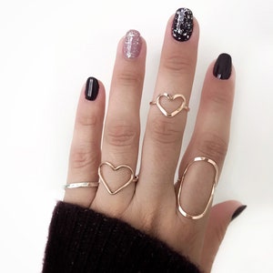 Open Heart Ring, 14K Gold Heart Ring, Rose Gold Heart Ring, Heart Shape Ring Simple Gold Heart Ring, Best Friend Ring image 4