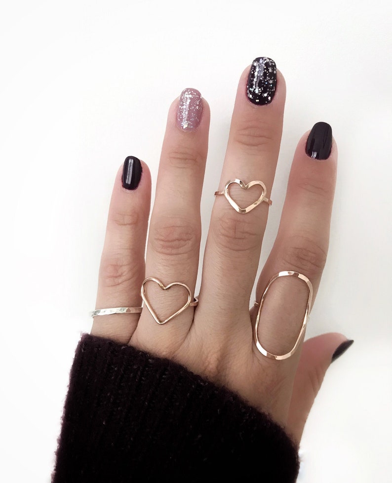 Open Heart Ring, 14K Gold Heart Ring, Rose Gold Heart Ring, Heart Shape Ring Simple Gold Heart Ring, Best Friend Ring image 4