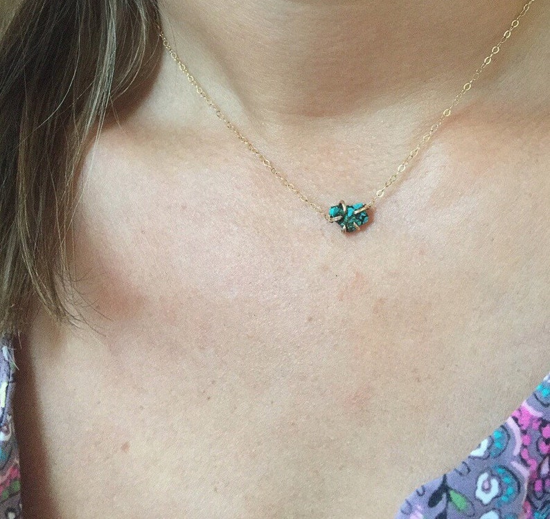Gemstone Necklace Turquoise Necklace December Birthstone Gold Necklace Turquoise Gold Necklace 14K Gold Turquoise Jewelry