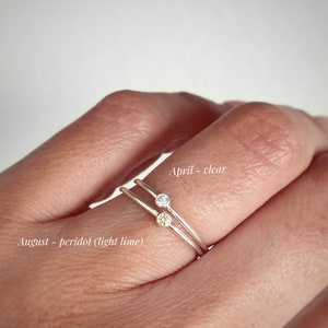 Minimalistische Birthstone Ring 14K Gold Filled, Edelsteen Ring Sterling Zilver, Sierlijke Geboortesteen Ring, Sierlijke Stapelring Goud, 14K Rose Goud afbeelding 6