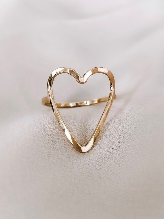 Gold open heart best sale ring