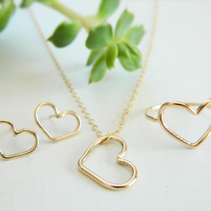 Gold Heart Necklace, Heart Pendant Necklace, 14K Gold Heart Necklace, Floating Heart Necklace Pendant, Heart Charm, Minimalist Necklace image 8