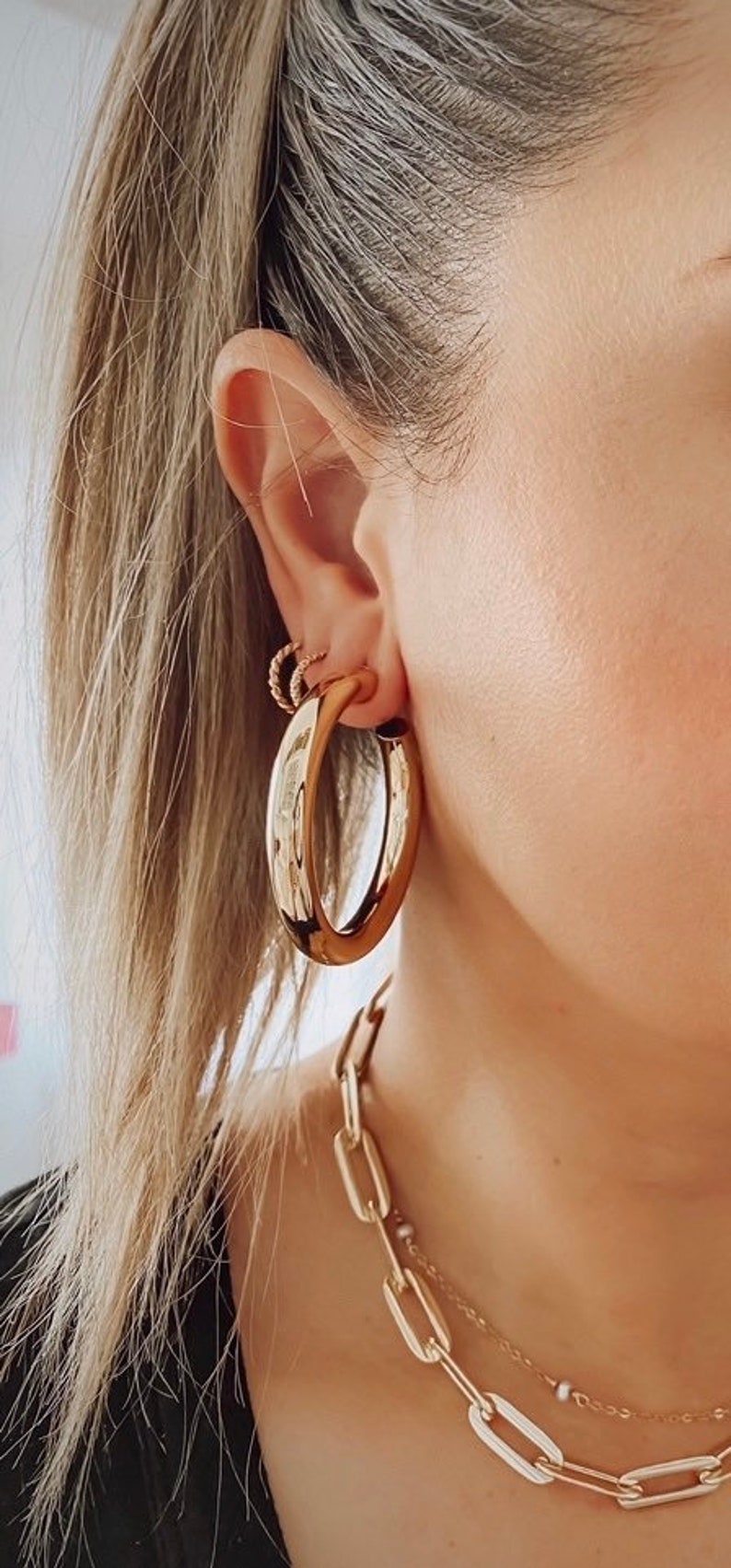 chunky hoop earrings gold