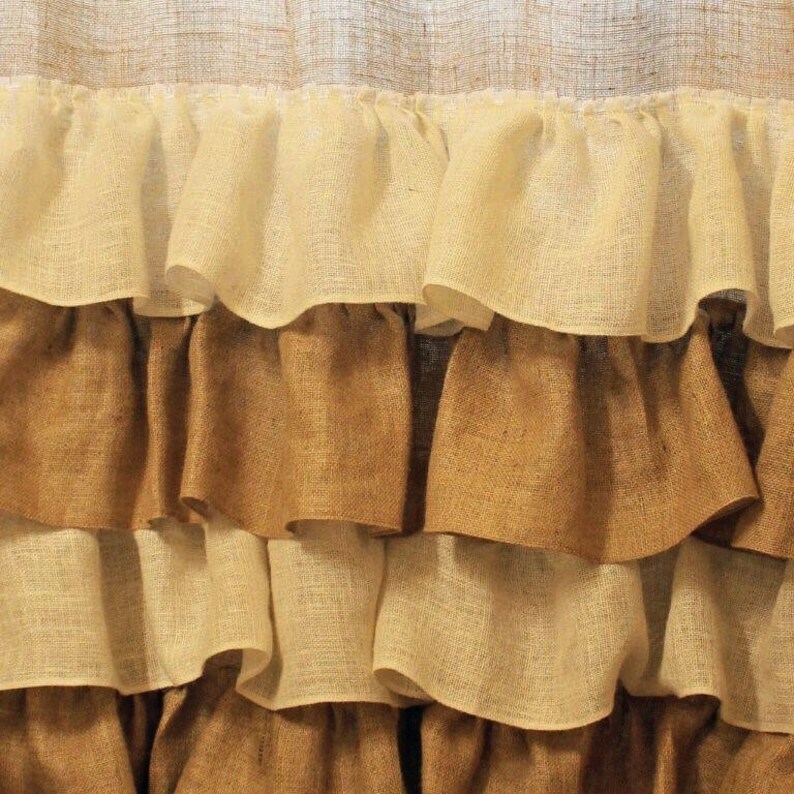 Burlap Shower Curtain burlap ruffles Etsy