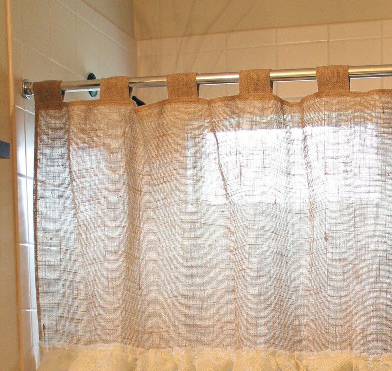 Burlap Shower Curtain burlap ruffles Etsy
