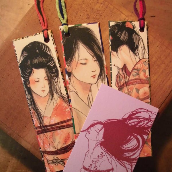 Japanese Erotic Art "Kinbaku" 3 Bookmarks＆1MiniCard「伏し目」