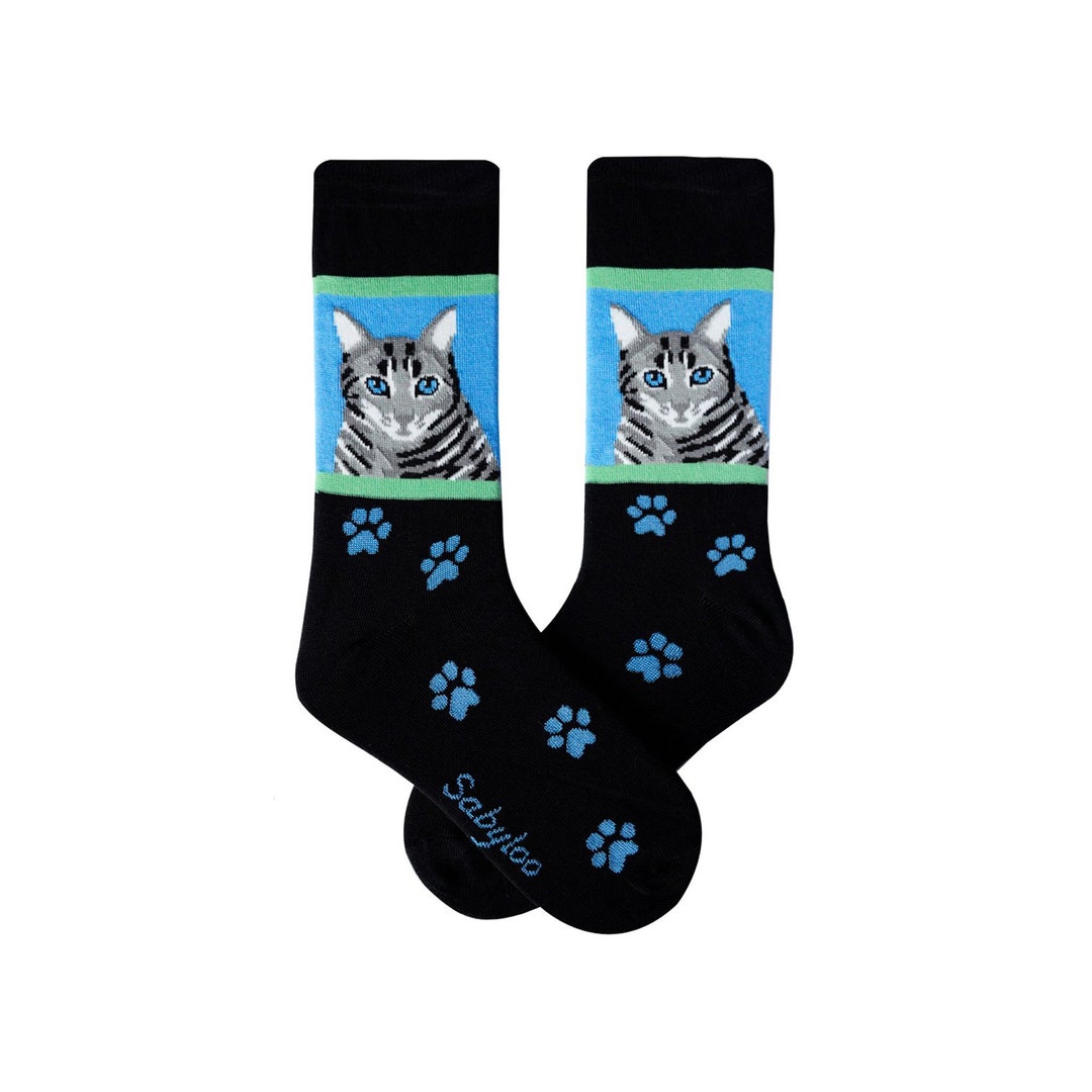 Silver Tabby Cat Socks for Cat Lovers, Men and Women, Gift Etsy