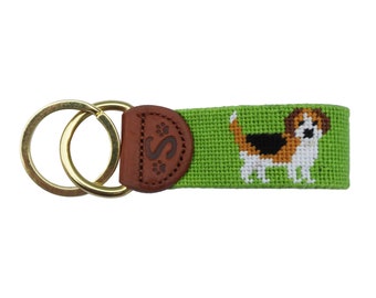 Beagle Needlepoint Keychain, Key Fob, Beagle lover Gift, Dog Lover, Gifts for Dog Lovers, Keyring