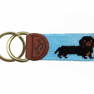 Black Dachshund Needlepoint Keychain: Dog Lover Gift