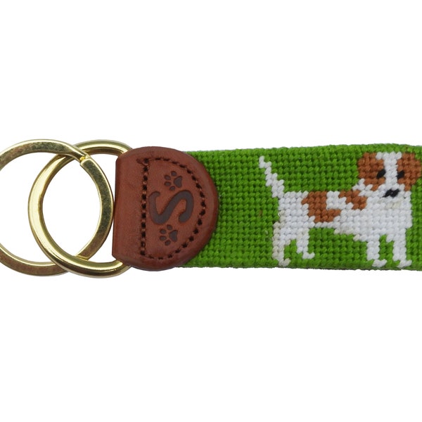 Jack Russell Needlepoint Keychain: Dog Lover Gift