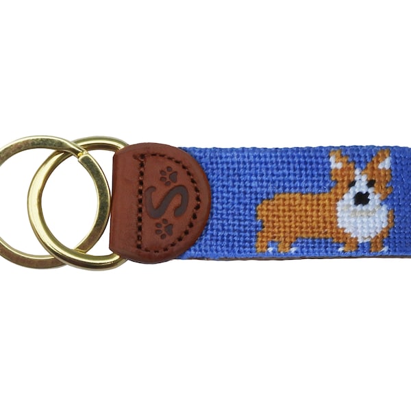 Corgi Needlepoint Keychain, Key Fob, Corgi lover Gift, Dog Lover, Gifts for Dog Lovers, Keyring