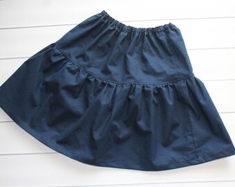 Girls Fall Skirt - Girls Tiered Skirt  -  Girls Blue Skirt - Girls Uniform Skirt - Back to School Skirt - Navy Skirt - Size 4