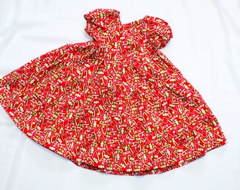 Baby Girl Christmas Dress - Candy Cane Christmas Dress - Red Holiday Dress - Red Peasant Dress - Girls Twirly Dress - Size 24m