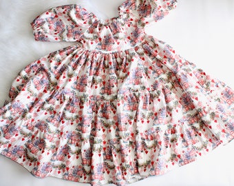 Mason Jar Love Ruffle Dress - Girls Twirly Dress - Toddler Valentine Dress - 3/4 Sleeve - Size 4