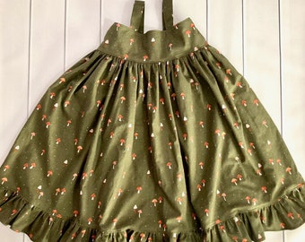 Olive Mushroom Jumper - Baby Sleeveless Dress - Toddler Summer Dress - Girls Simple Dress - Size 5