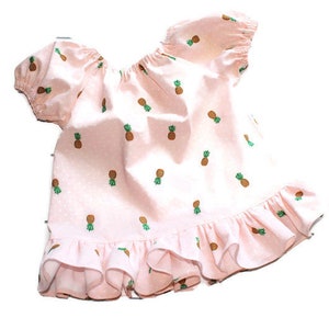 Back to School Blouse - Summer Top - Toddler Peasant Blouse - Ruffle Blouse - Pineapple Peach Blouse - Girls Boutique Blouse - Size 3T