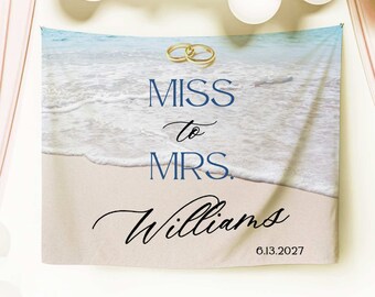 Wedding Shower Backdrop Miss to Mrs Banner Bridal Shower Banner Ocean Bridal Shower Backdrop Fabric Banner Miss to Mrs Backdrop Photo Banner