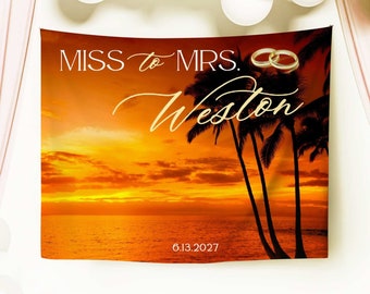 Tropical Bridal Shower Backdrop Ocean Wedding Shower Banner Miss to Mrs. Banner Miss to Mrs. Backdrop Bridal Party Backdrop Ocean Backdrop