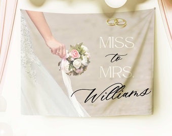 Bridal Shower Backdrop Miss to Mrs. Sign Miss to Mrs. Banner Miss to Mrs. Backdrop Wedding Shower Banner Bridal Party Backdrop Wedding Sign