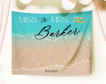 Beach Wedding Decor Beach Bridal Shower Banner Beach Wedding Shower Fabric Backdrop for Bridal Party Photo Backdrop Banner Beach Sign Beach