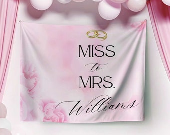 Floral Bridal Shower Backdrop Bridal Party Photo Backdrop Miss to Mrs Bridal Shower Banner Floral Wedding Shower Backdrop Wedding Banner