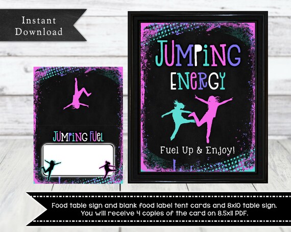 Food Labels for a Trampoline Park Party - Jump Party Food Table Signs ...