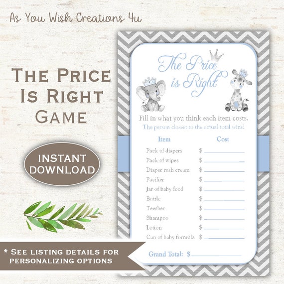 Price is Right Baby Shower Game in Giraffe and Elephant Theme, Decorations Boy - DOWNLOAD - Jungle Safari Price is Right Game - GIRAFFE1 Il_570xn