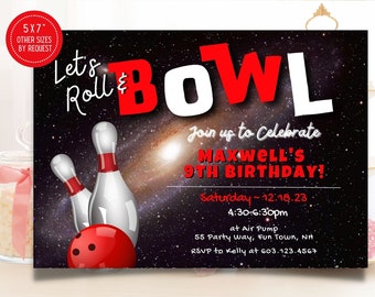 Bowling Birthday Party Invitation Bowling Party Invite Boy Bowling Birthday Invitation Bowling Digital Invitation Printable Invitation