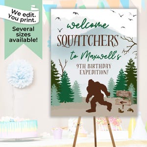 Bigfoot Party Welcome Sign Personalized Bigfoot Party Door Sign Party Decor Party Decorations Sasquatch Party Sign Sasquatch Decor