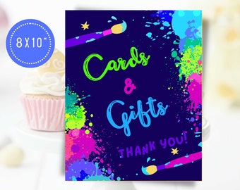 Art Party Cards and Gifts Sign - Painting Party Cards and Gifts Sign - 8x10 - Art Party Tabletop Sign, Printable, Instant Download, PAINT1