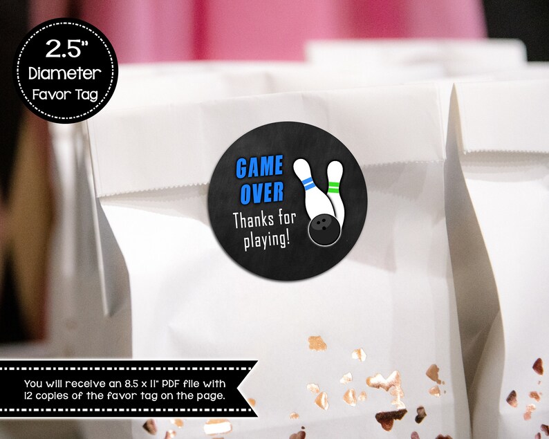 Bowling Party Gift Bag Labels for Bowling Birthday Party Etsy