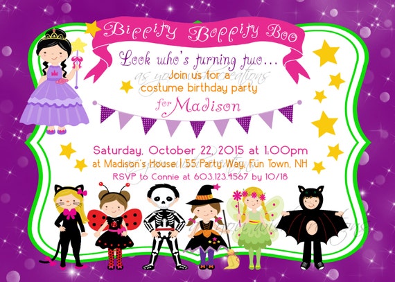 Costume Party Birthday Invitation - Kids in Costume - Birthday Party Costumes - Fairy Cat Bat Ladybug Skeleton Witch Costumes Halloween Il_570xn