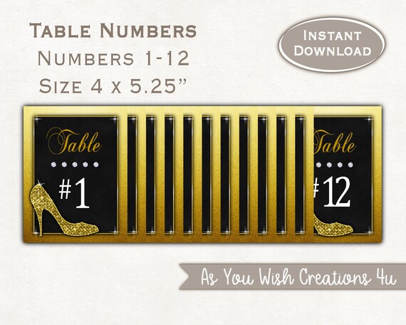 Table Number Cards for Womans Elegant Birthday Party, High Heels Party Decor Printable, Party Sign, HEELS3 Il_570xn
