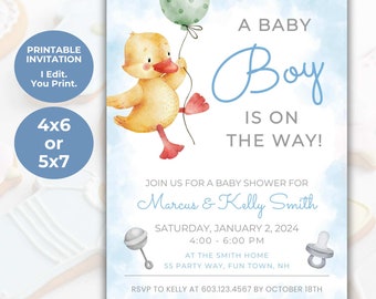 Baby Duck Baby Shower Invitation Boy Shower Invite Duckling Shower Invitation Cute Duckling Invite Duckling Invitation Printable Invitation