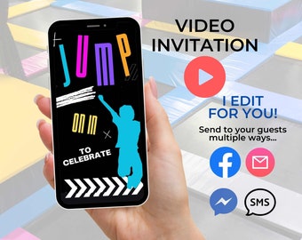 Jump Birthday Invitation Jump Party Invitation Video Invitation Boy Jump Invitation Birthday Party Boy Birthday Invitation Jump and Play