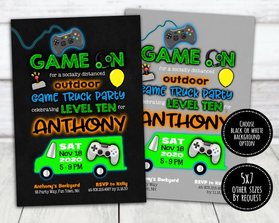 Game Truck Birthday Party Invitation for a Boy or Girl - Video Game Party Invite - Printable Invitation - Digital File Il_570xn