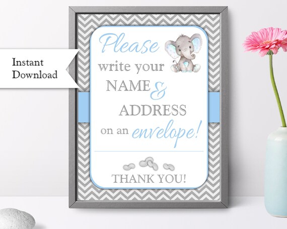 Address an Envelope Sign for Baby Shower Elephant Baby Shower | Etsy