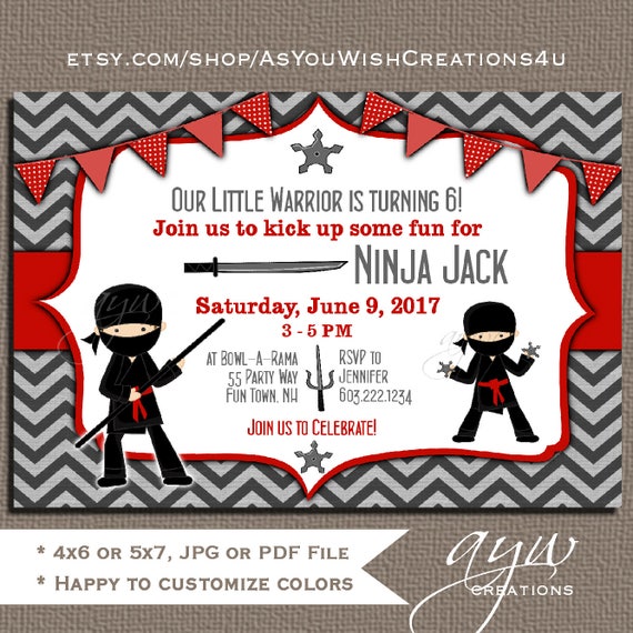 ninja birthday party invitation boy ninja invitations red black boy