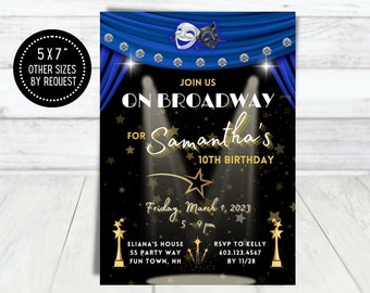 Broadway Invitation Theater Invitation Broadway Birthday Invitation Musical Theater Invite Theater Party Invite Broadway Printable Invite