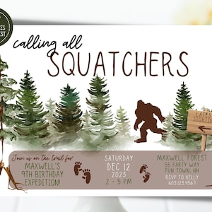 Bigfoot Themed Birthday Party Invitation for Kids Bigfoot Birthday Invite for Boy Printable Bigfoot Party Invite for Girl Printable Invite