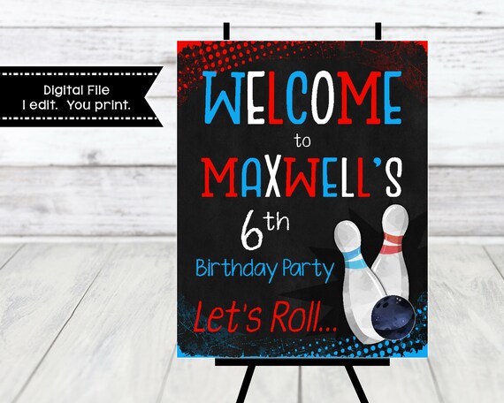 Welcome Sign for a Bowling Themed Party - Bowling Welcome Sign