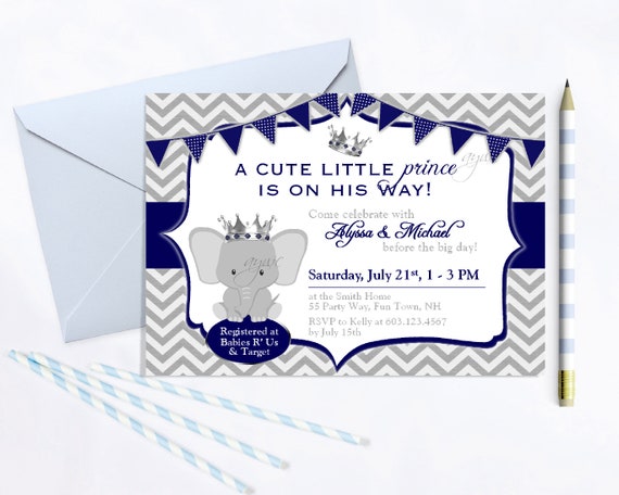 blue and silver baby shower invitations