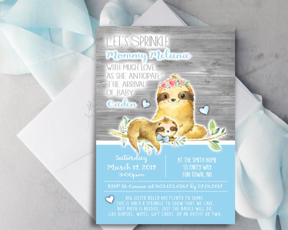 sloth baby shower invites