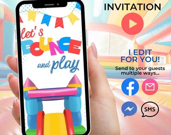 Bounce House Party Invitation Bounce House Birthday Party Invite Bounce House Invitation Boy Video Invitation Backyard Party Summer Party