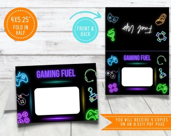 Video Game Party Food Labels, Game Truck Party Food Table Labels, Gaming Party Decorations, Printable Decor, Instant Download - VIDGLOW1